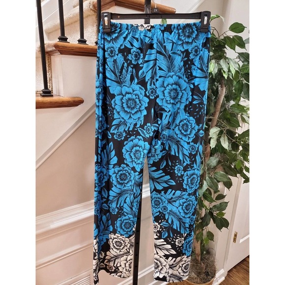 Sunny Leigh Palazzo Multicolor Polyester Mid Rise Stretch Comfort Waist Pant M - Picture 7 of 11